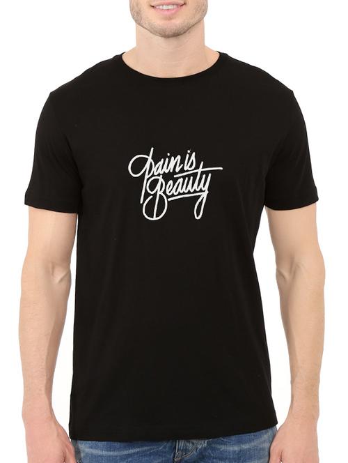 black cotton chest print tshirt - 14540404 - Standard Image - 1