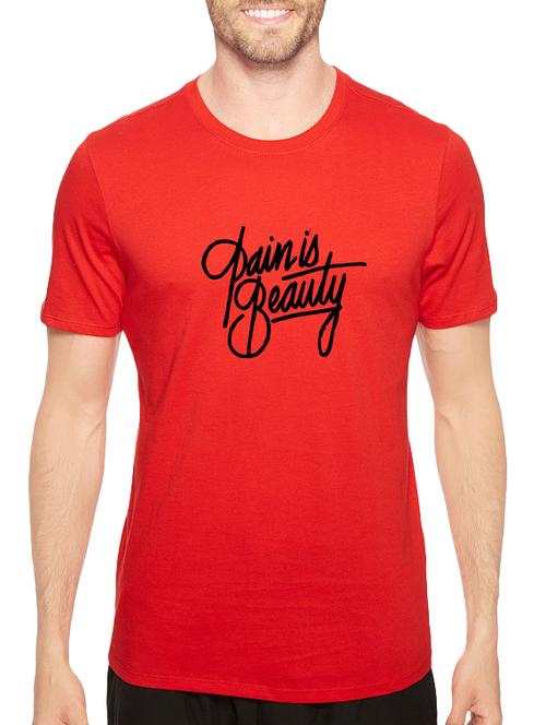 red cotton chest print tshirt - 14540409 - Standard Image - 1