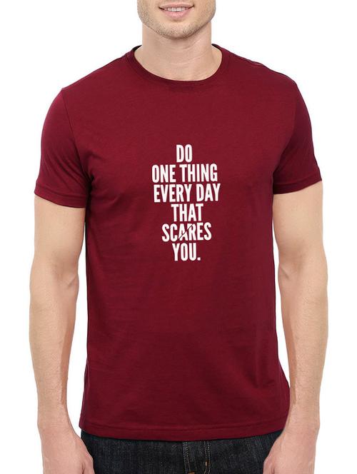 maroon cotton chest print tshirt - 14540426 - Standard Image - 1