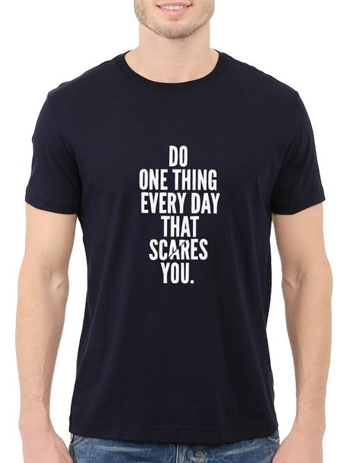 navy blue cotton chest print tshirt - 14540427 - Standard Image - 1