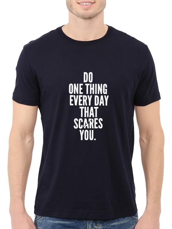 navy blue cotton chest print tshirt - 14540427 - Zoom Image - 1