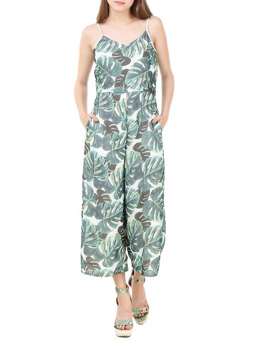 green printed chiffon jumpsuit - 14540472 - Very Small Image - 1
