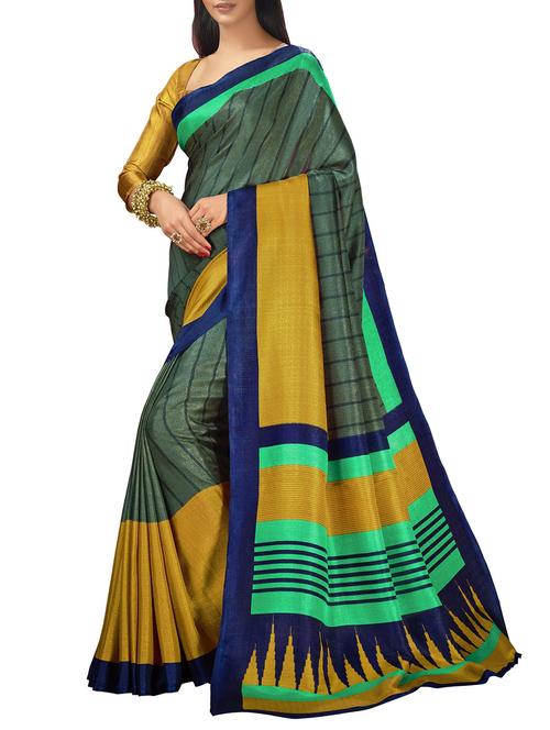Multicolored printed saree with blouse - 14540827 - Very Small Image - 1