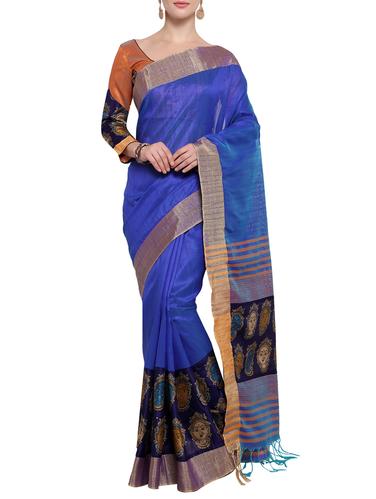 blue printed saree - 14540863 - Very Small Image - 1