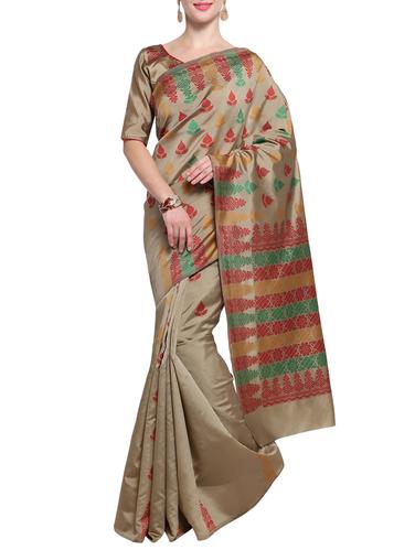 gold tussar saree with blouse - 14540879 - Very Small Image - 1