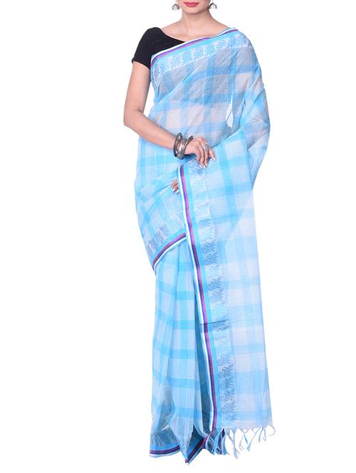 sky blue tant saree - 14541049 - Very Small Image - 1