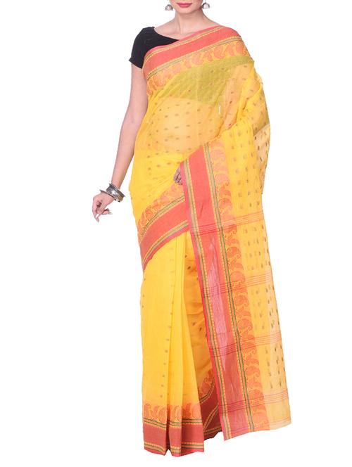 yellow tant saree - 14541050 - Very Small Image - 1