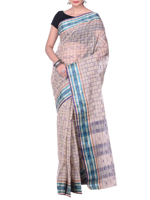 beige tant saree - 14541054 - Standard Image - 1