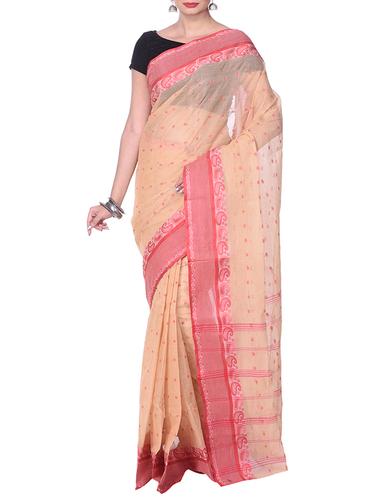 peach tant saree - 14541055 - Very Small Image - 1