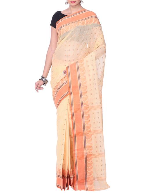 peach tant saree - 14541059 - Very Small Image - 1