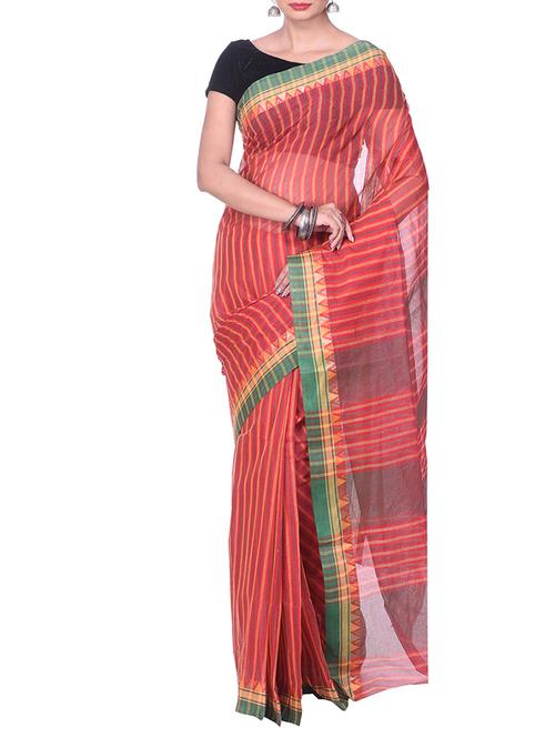 red tant saree - 14541060 - Standard Image - 1