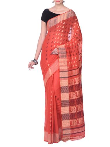 orange jamdani saree - 14541078 - Very Small Image - 1