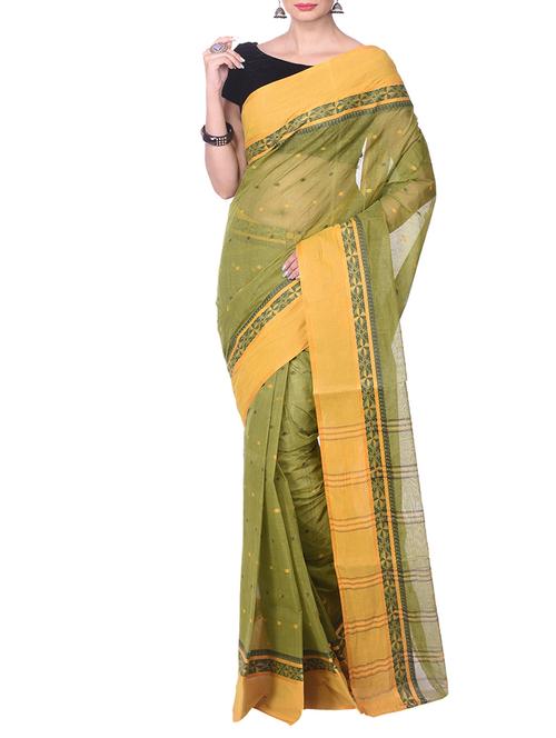 green tant saree - 14541094 - Very Small Image - 1