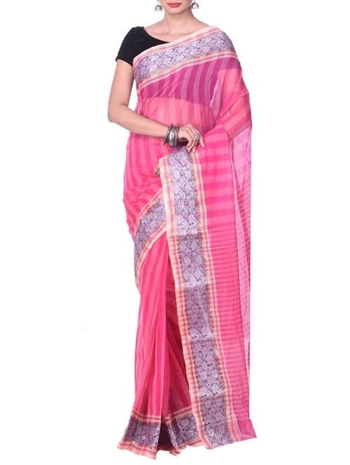 pink tant saree - 14541104 - Standard Image - 1