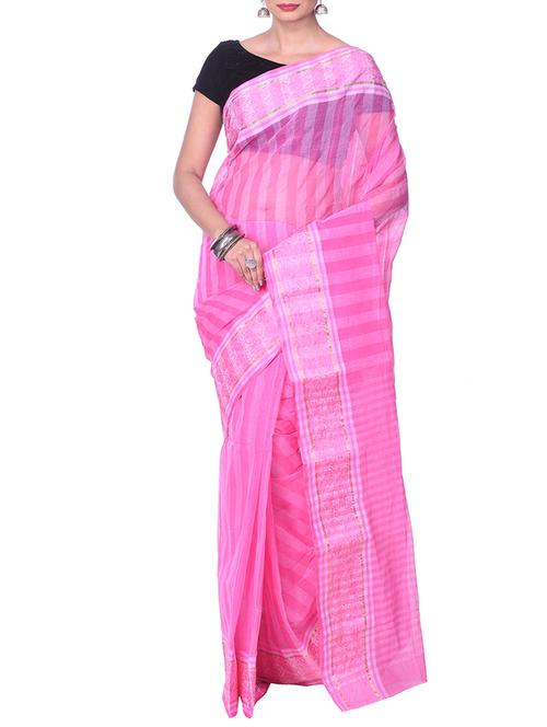 pink tant saree - 14541109 - Standard Image - 1