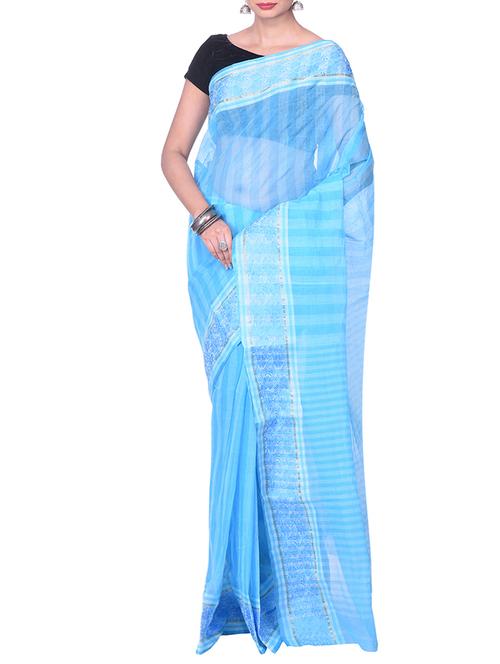 sky blue tant saree - 14541112 - Standard Image - 1