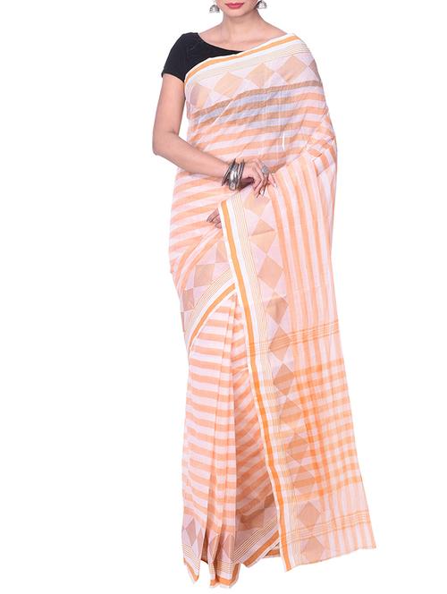 peach tant saree - 14541114 - Standard Image - 1