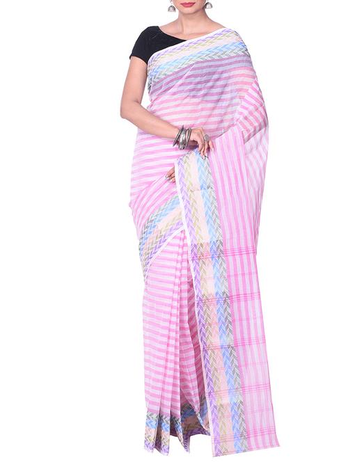 pink tant saree - 14541116 - Very Small Image - 1