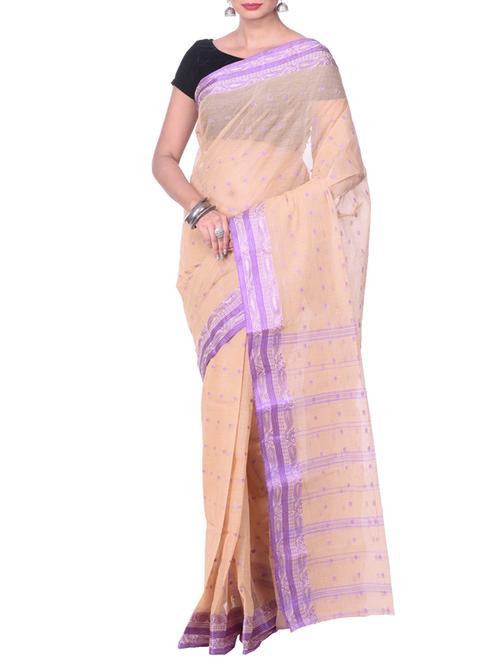 beige tant saree - 14541120 - Standard Image - 1