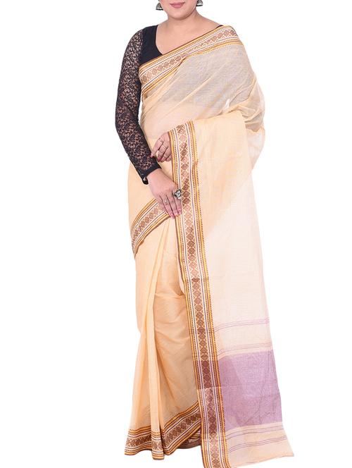 peach tant saree - 14541127 - Standard Image - 1