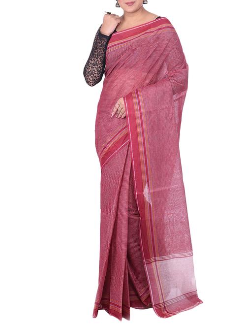 red tant saree - 14541129 - Standard Image - 1