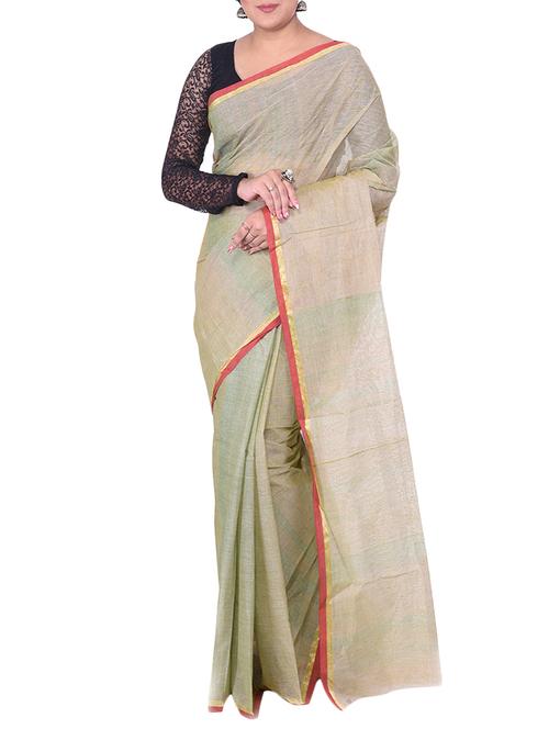 green tant saree - 14541144 - Very Small Image - 1