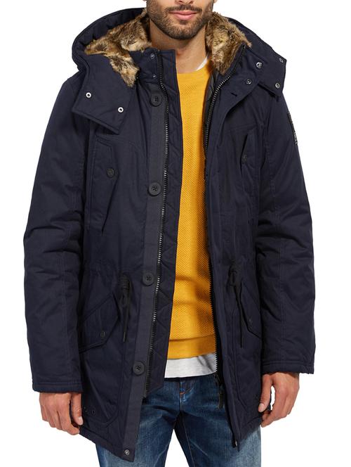 navy blue cotton casual jacket - 14541169 - Very Small Image - 1