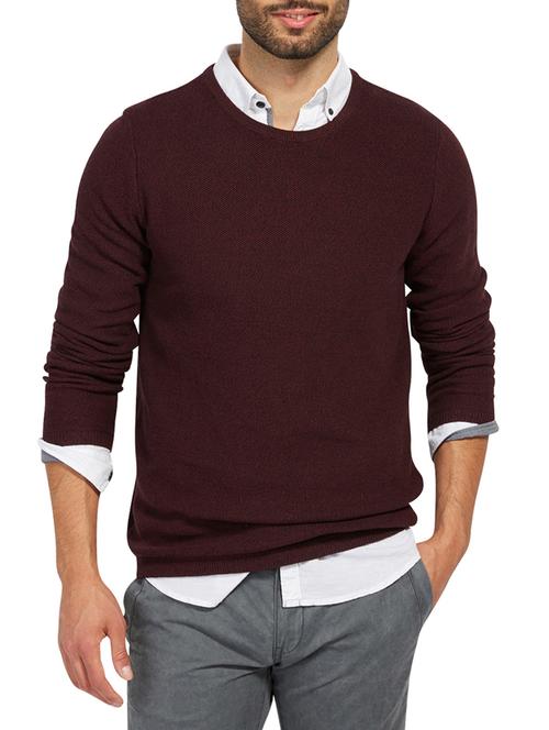 maroon cotton pullover - 14541191 - Very Small Image - 1