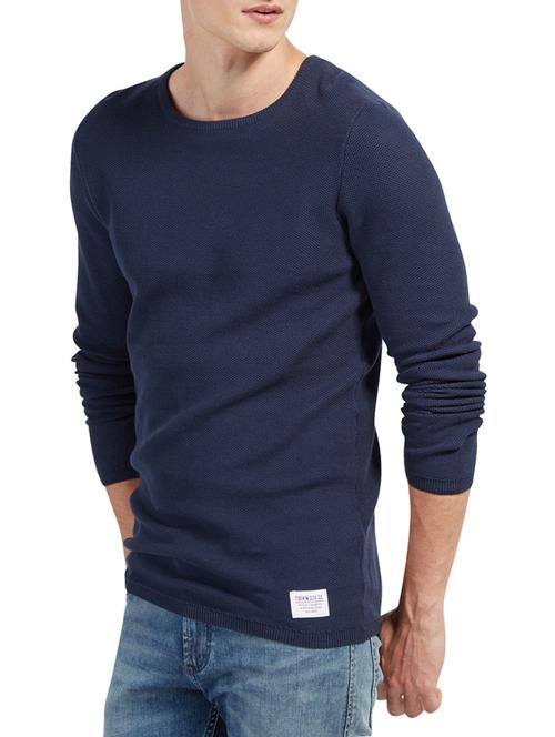 navy blue cotton pullover - 14541196 - Very Small Image - 1