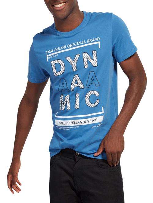 blue cotton front print t-shirt - 14541243 - Very Small Image - 1