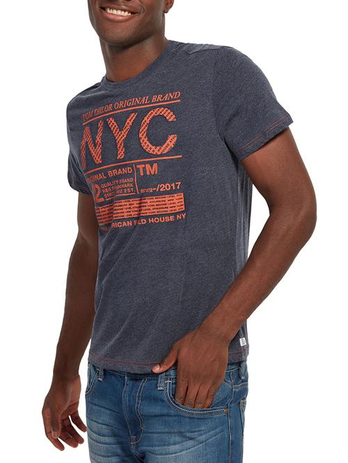 grey cotton chest print t-shirt - 14541244 - Very Small Image - 1