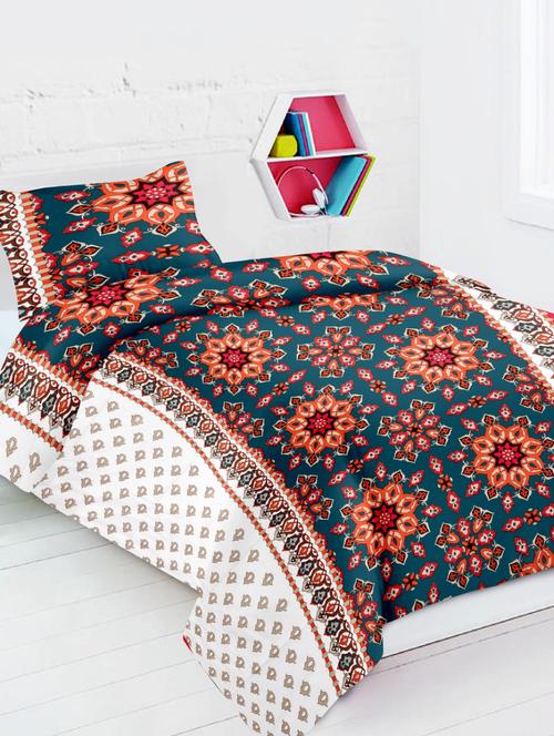 Printed Cotton Single Bed Sheet With One Pillow Cover - 14541291 - Very Small Image - 1