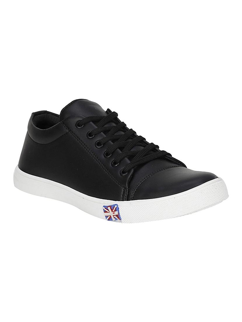 black leatherette lace up sneaker - 14541308 - Zoom Image - 1