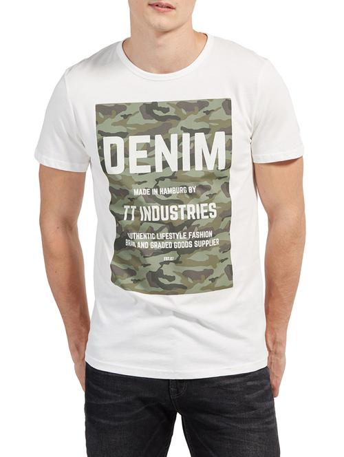 white cotton front print t-shirt - 14541324 - Very Small Image - 1