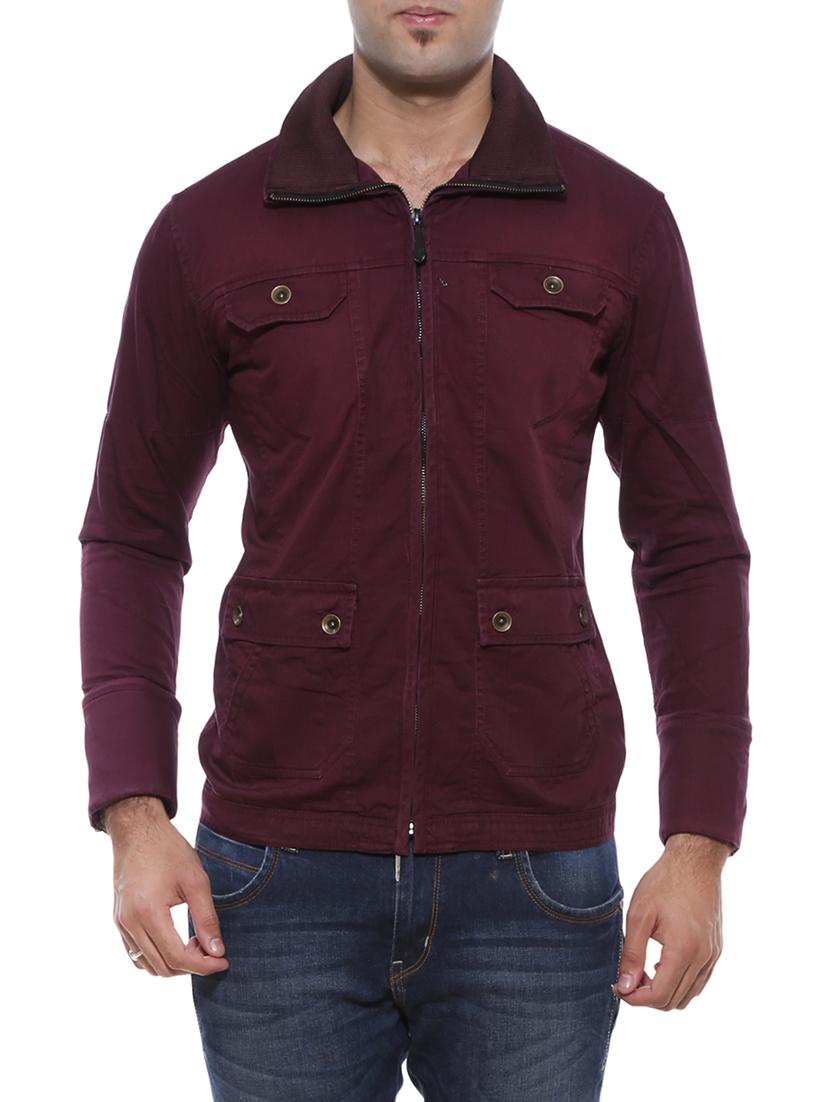 red cotton casual jacket - 14542021 - Zoom Image - 1