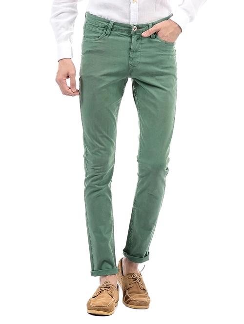green cotton blend plain jeans - 14542046 - Very Small Image - 1