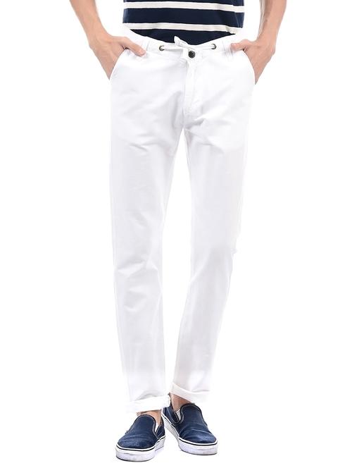 white cotton blend chinos - 14542050 - Very Small Image - 1