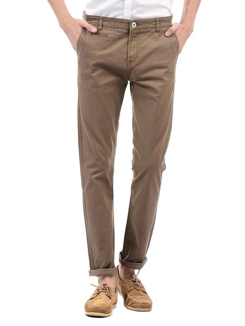 brown cotton blend chinos - 14542055 - Standard Image - 1