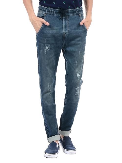 blue cotton blend plain jeans - 14542056 - Standard Image - 1
