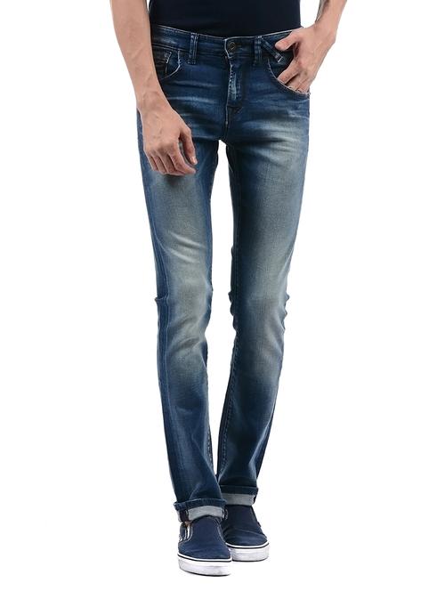 blue cotton washed jeans - 14542060 - Very Small Image - 1