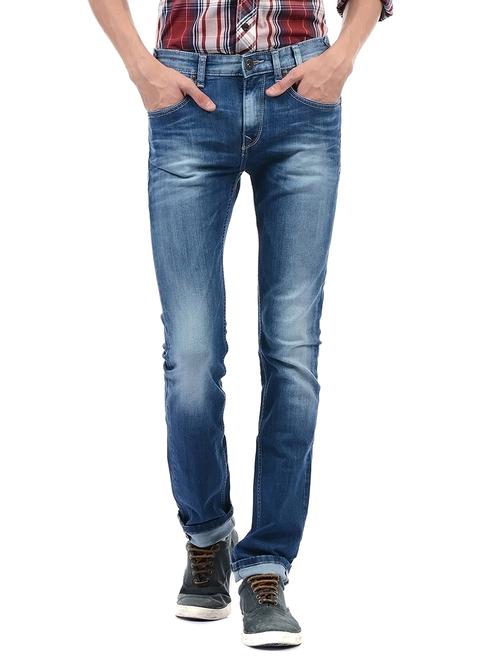 blue cotton washed jeans - 14542064 - Very Small Image - 1