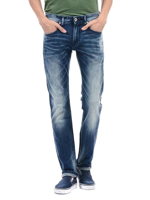 blue cotton washed jeans - 14542095 - Very Small Image - 1