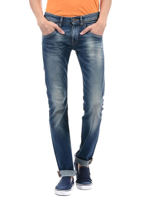 blue cotton washed jeans - 14542102 - Very Small Image - 1