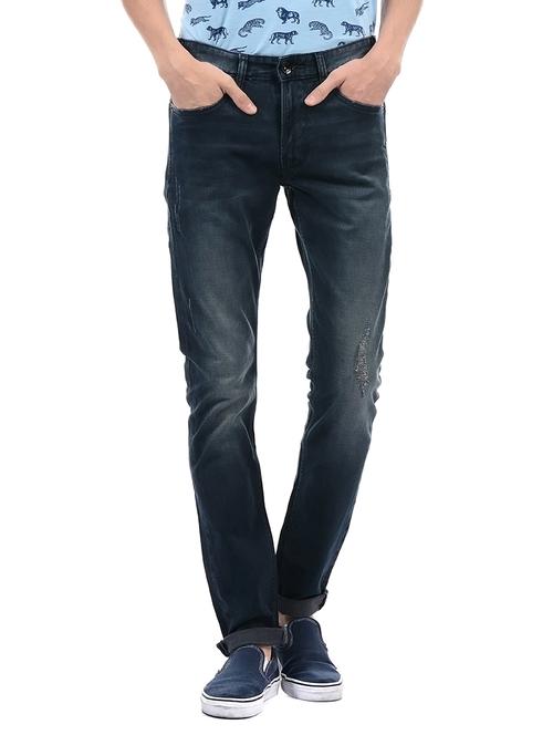 blue cotton washed jeans - 14542116 - Very Small Image - 1