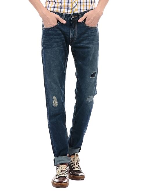 blue cotton ripped jeans - 14542119 - Very Small Image - 1