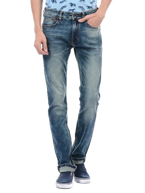 blue cotton washed jeans - 14542129 - Very Small Image - 1