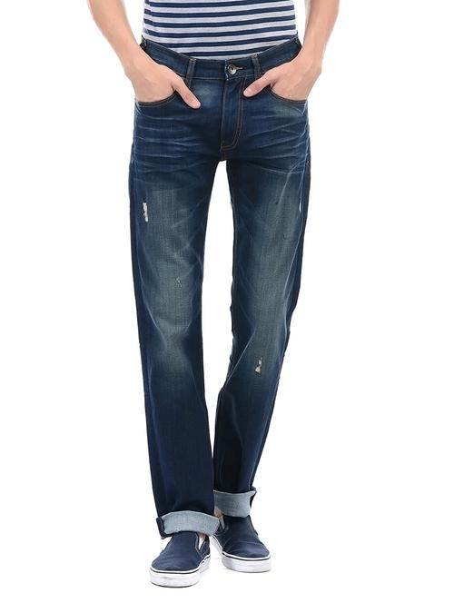 blue cotton washed jeans - 14542136 - Very Small Image - 1
