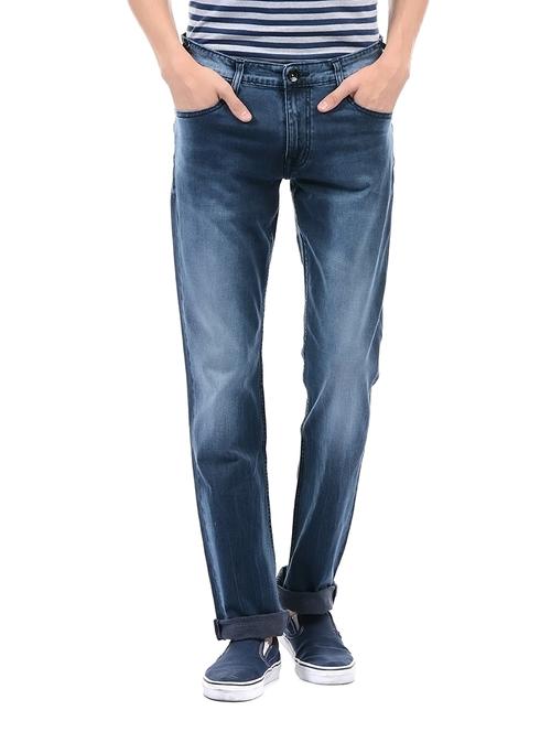 blue cotton washed jeans - 14542138 - Very Small Image - 1