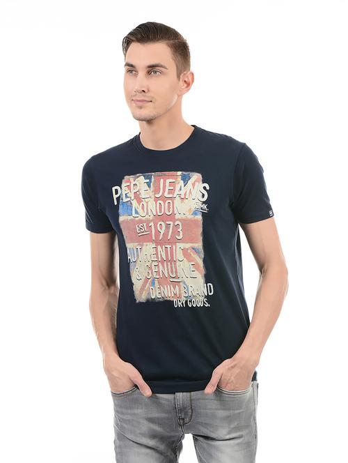 navy blue cotton t-shirt - 14542190 - Very Small Image - 1