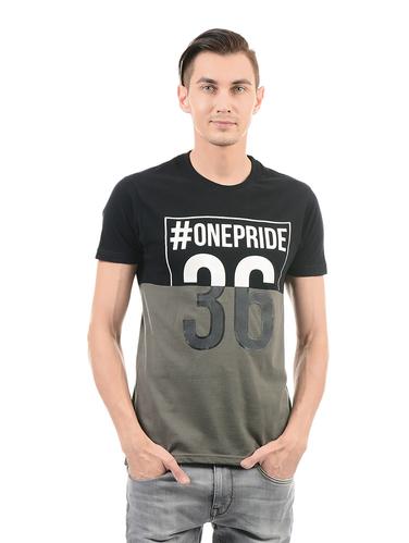 grey cotton chest print t-shirt - 14542196 - Very Small Image - 1